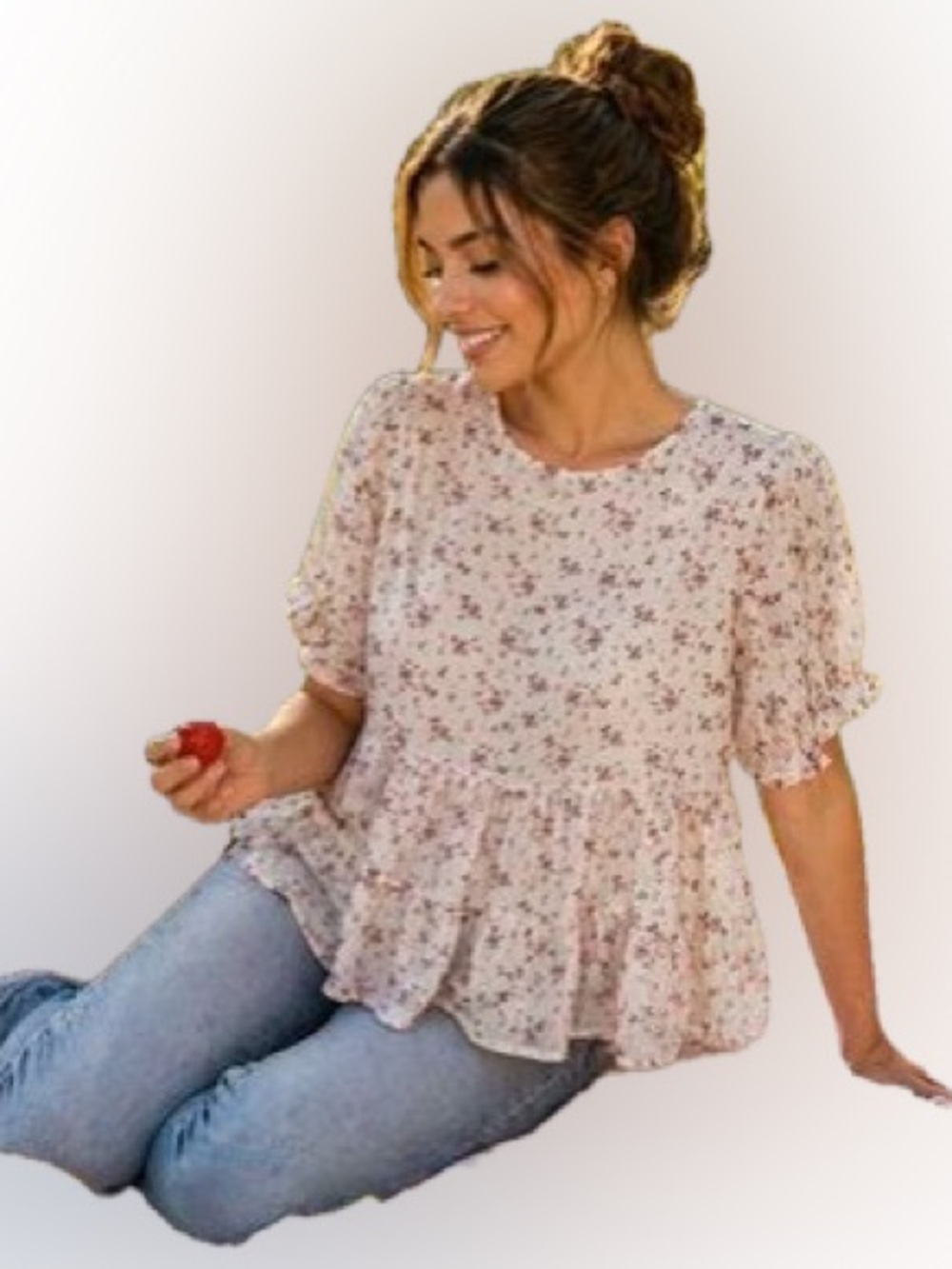 Paper Crane Floral Peplum Top